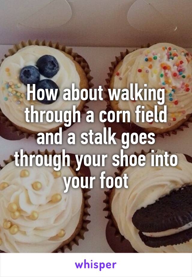 How about walking through a corn field and a stalk goes through your shoe into your foot