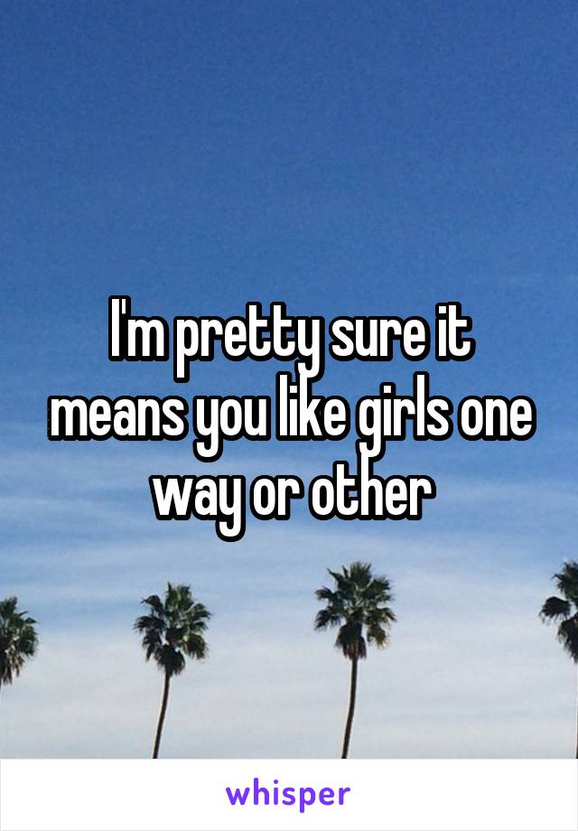 I'm pretty sure it means you like girls one way or other
