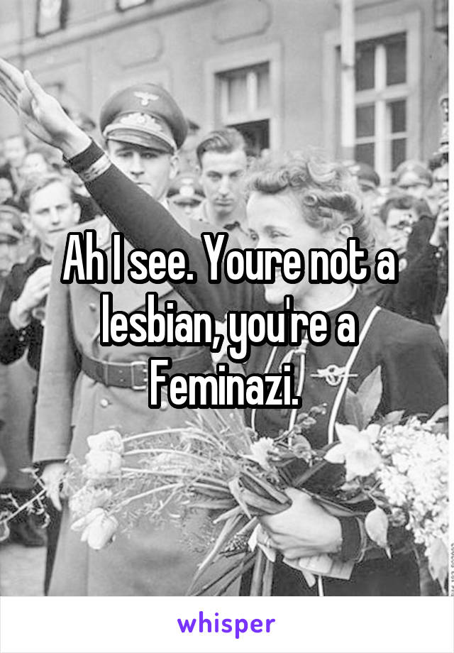 Ah I see. Youre not a lesbian, you're a Feminazi. 