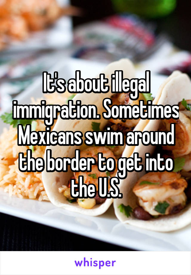 It's about illegal immigration. Sometimes Mexicans swim around the border to get into the U.S.