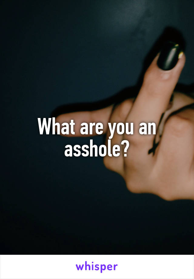 What are you an asshole?