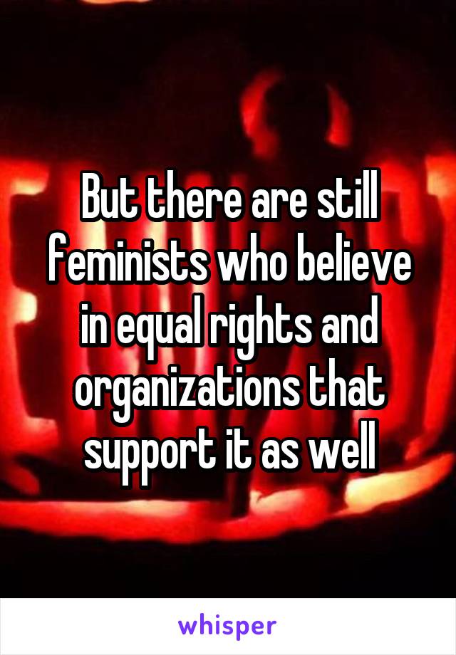 But there are still feminists who believe in equal rights and organizations that support it as well