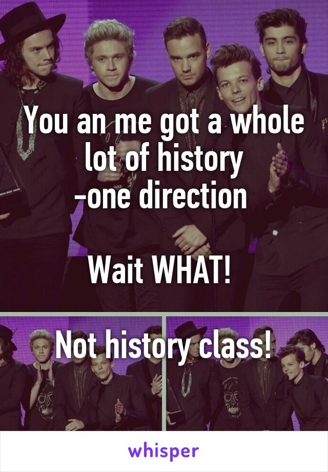 You an me got a whole lot of history
-one direction 

Wait WHAT! 

Not history class!