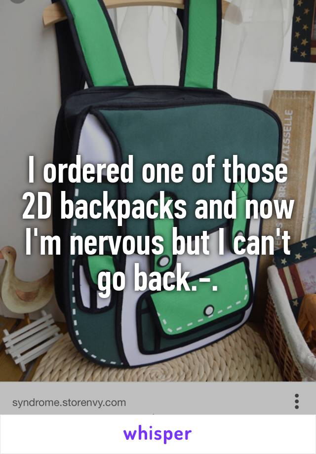 I ordered one of those 2D backpacks and now I'm nervous but I can't go back.-.