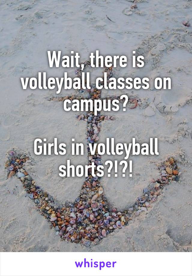 Wait, there is volleyball classes on campus?

Girls in volleyball shorts?!?!

