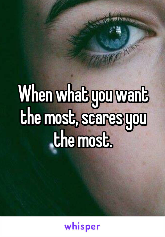 When what you want the most, scares you the most.