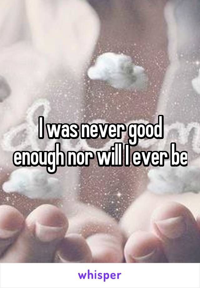 I was never good enough nor will I ever be