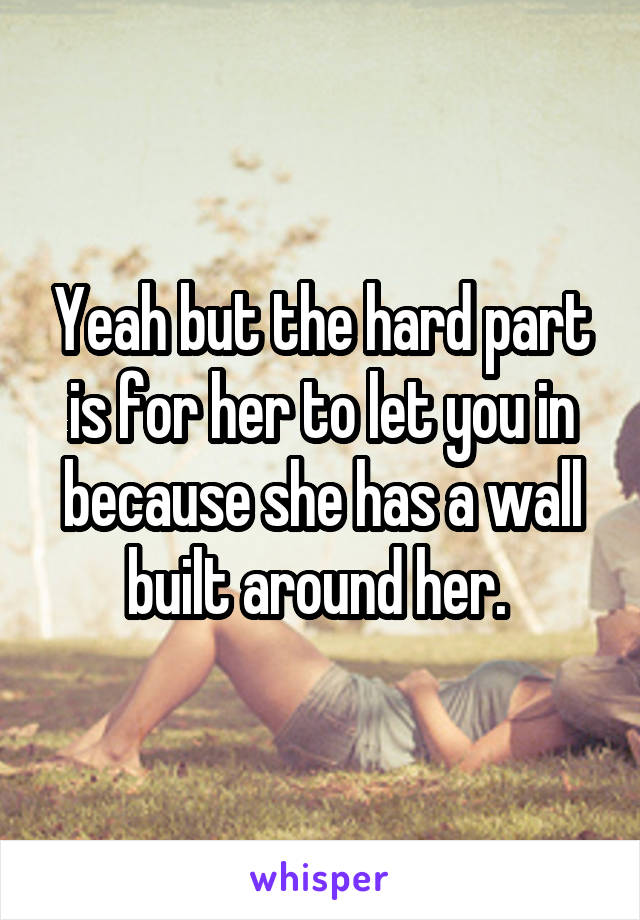 Yeah but the hard part is for her to let you in because she has a wall built around her. 