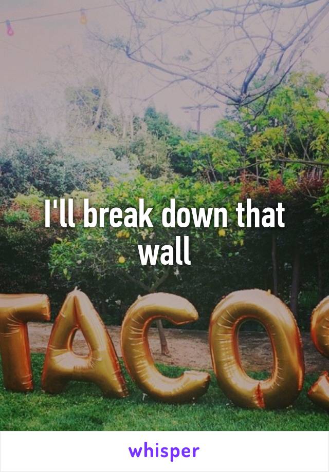 I'll break down that wall