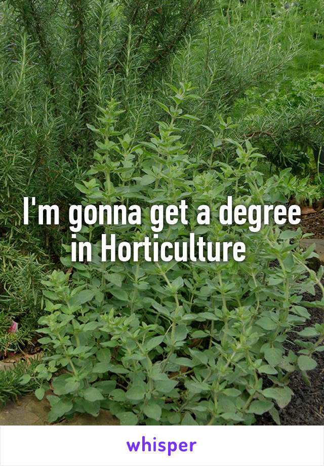 I'm gonna get a degree in Horticulture 