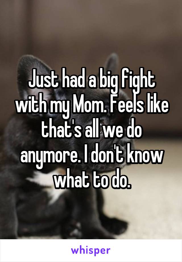Just had a big fight with my Mom. Feels like that's all we do anymore. I don't know what to do.