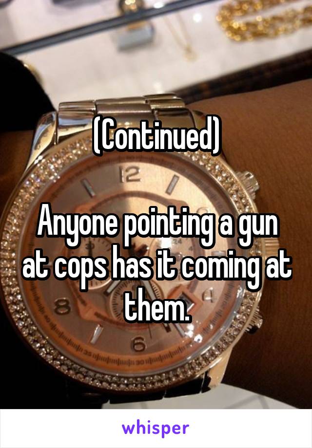 (Continued)

Anyone pointing a gun at cops has it coming at them.