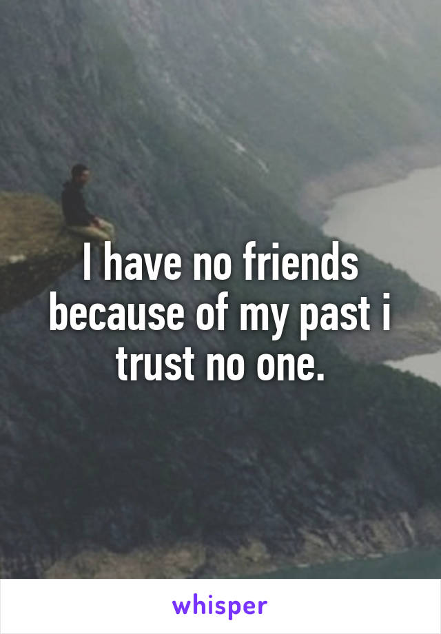 I have no friends because of my past i trust no one.