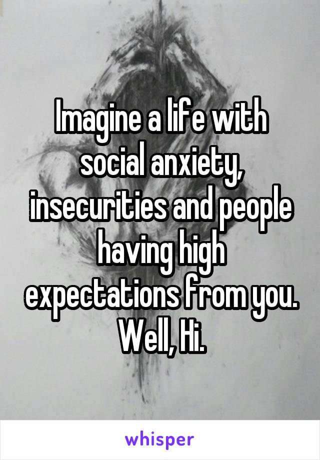 Imagine a life with social anxiety, insecurities and people having high expectations from you. Well, Hi.