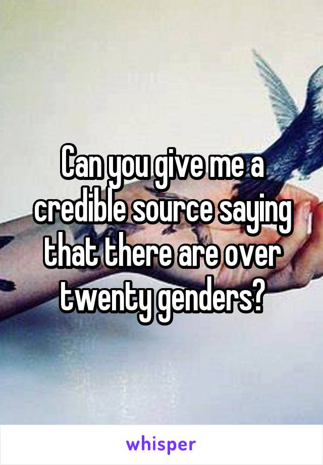 Can you give me a credible source saying that there are over twenty genders?