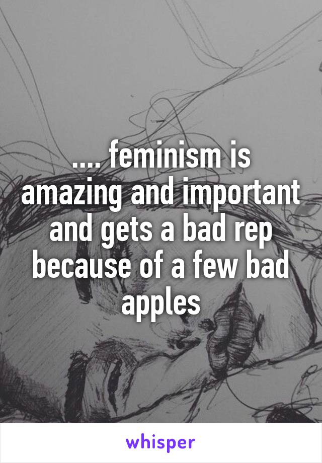 .... feminism is amazing and important and gets a bad rep because of a few bad apples