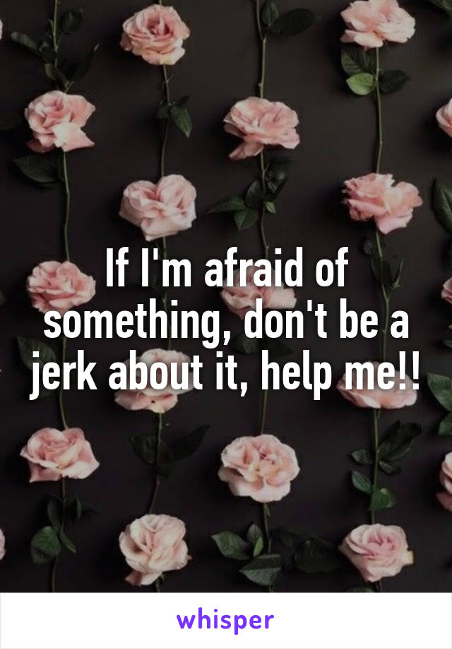 If I'm afraid of something, don't be a jerk about it, help me!!