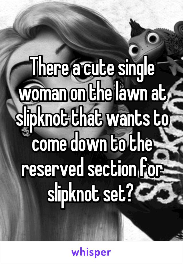 There a cute single woman on the lawn at slipknot that wants to come down to the reserved section for slipknot set? 