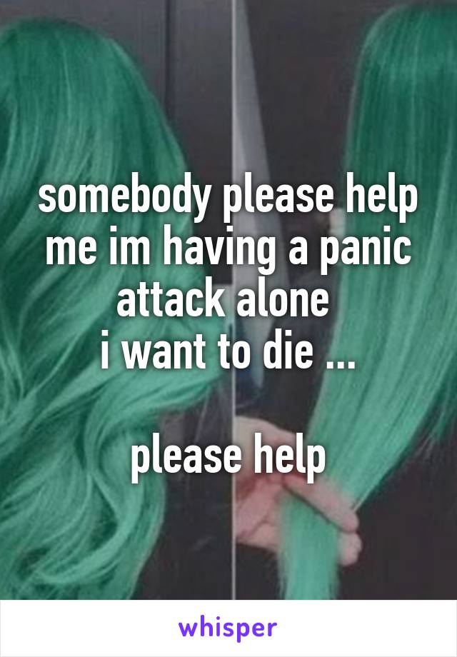 somebody please help me im having a panic attack alone 
i want to die ...

please help