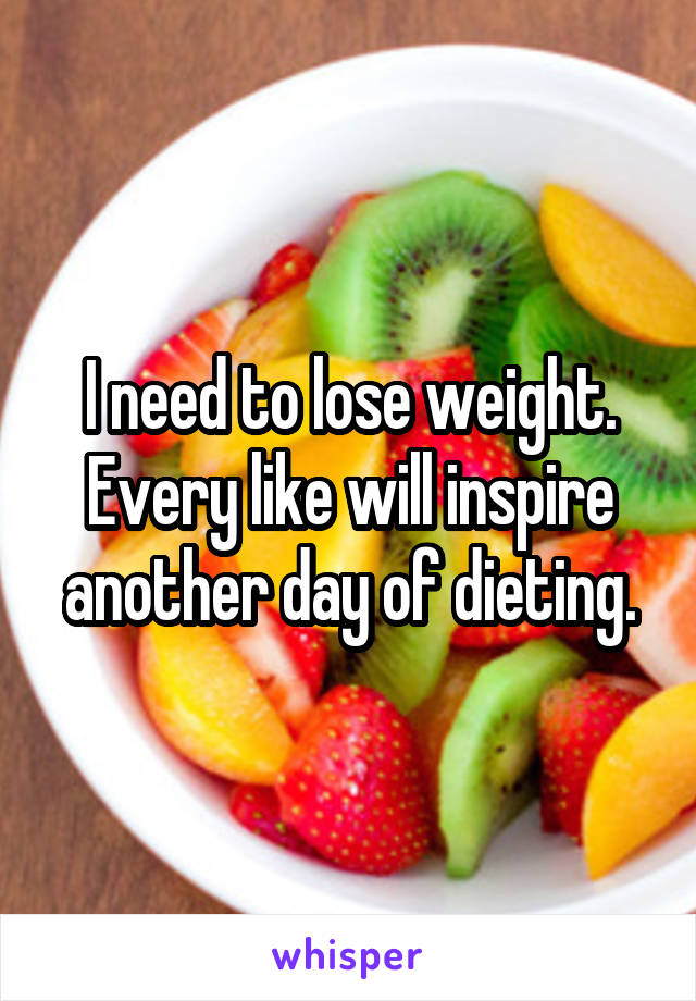 I need to lose weight.
Every like will inspire another day of dieting.