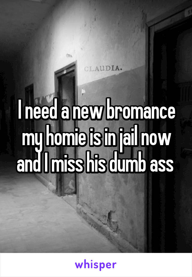 I need a new bromance my homie is in jail now and I miss his dumb ass 