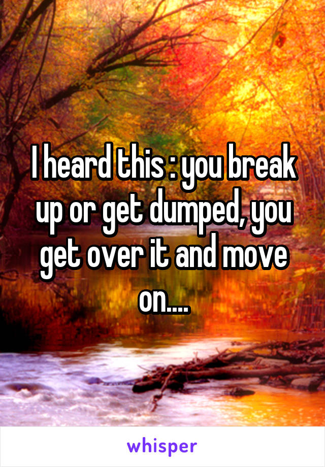 I heard this : you break up or get dumped, you get over it and move on....