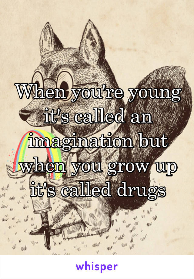 When you're young it's called an imagination but when you grow up it's called drugs