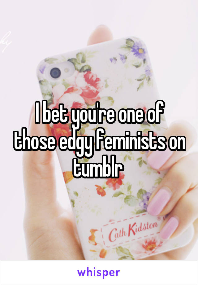 I bet you're one of those edgy feminists on tumblr 