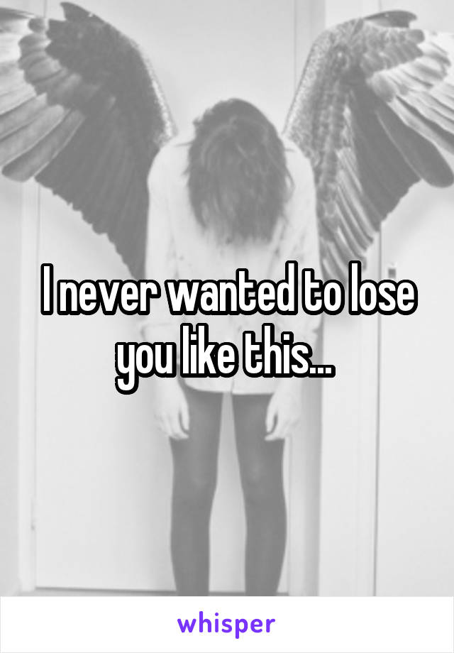 I never wanted to lose you like this... 