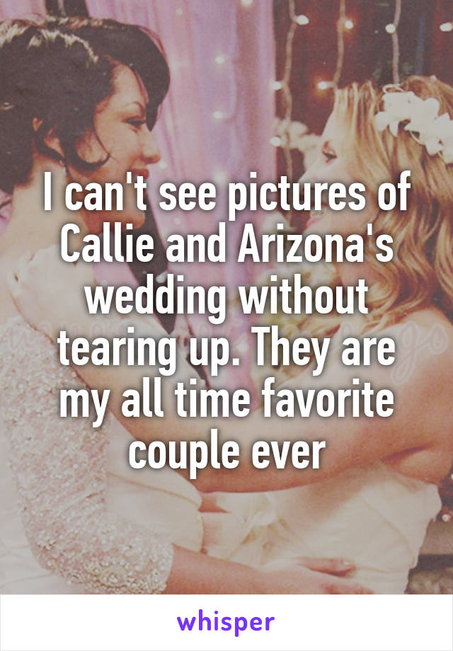 I can't see pictures of Callie and Arizona's wedding without tearing up. They are my all time favorite couple ever