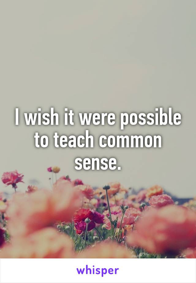 I wish it were possible to teach common sense.