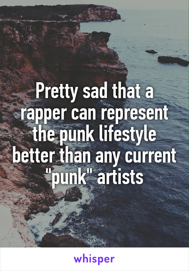 Pretty sad that a rapper can represent the punk lifestyle better than any current "punk" artists