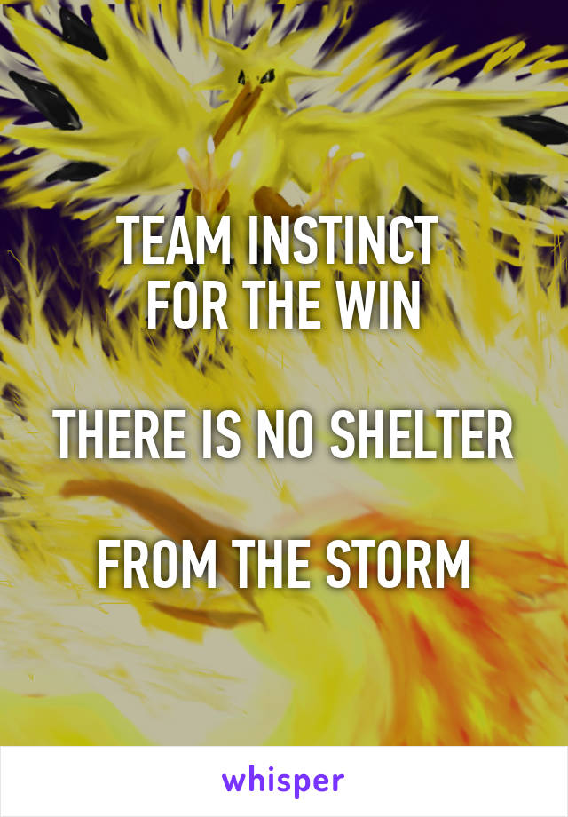 TEAM INSTINCT 
FOR THE WIN

THERE IS NO SHELTER 
FROM THE STORM