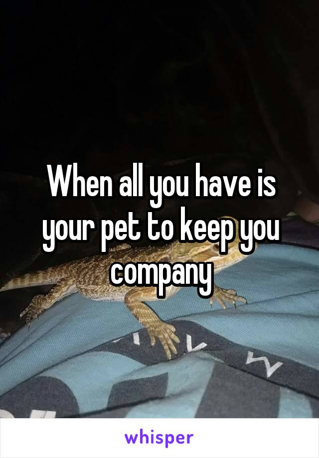 When all you have is your pet to keep you company