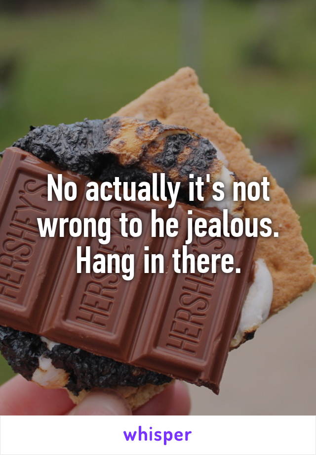 No actually it's not wrong to he jealous. Hang in there.