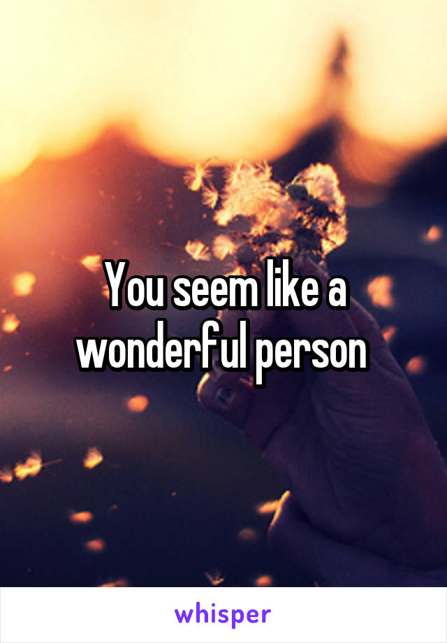 You seem like a wonderful person 