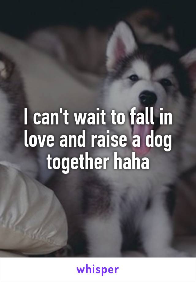 I can't wait to fall in love and raise a dog together haha