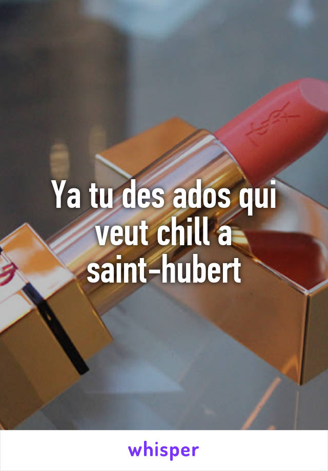 Ya tu des ados qui veut chill a saint-hubert