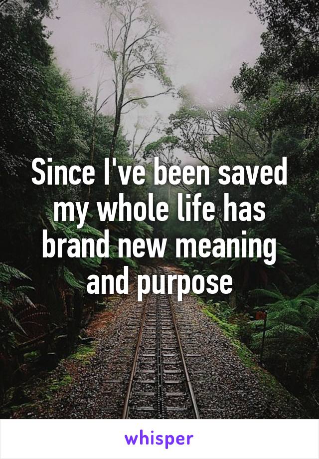 Since I've been saved my whole life has brand new meaning and purpose