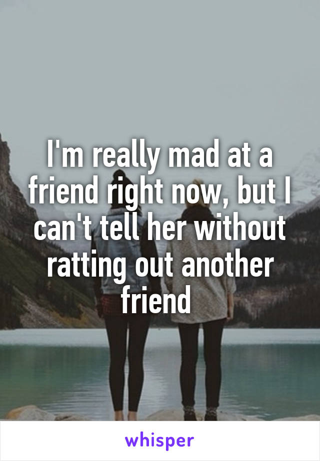 I'm really mad at a friend right now, but I can't tell her without ratting out another friend 