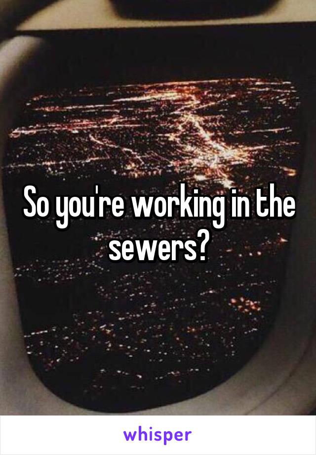 So you're working in the sewers?