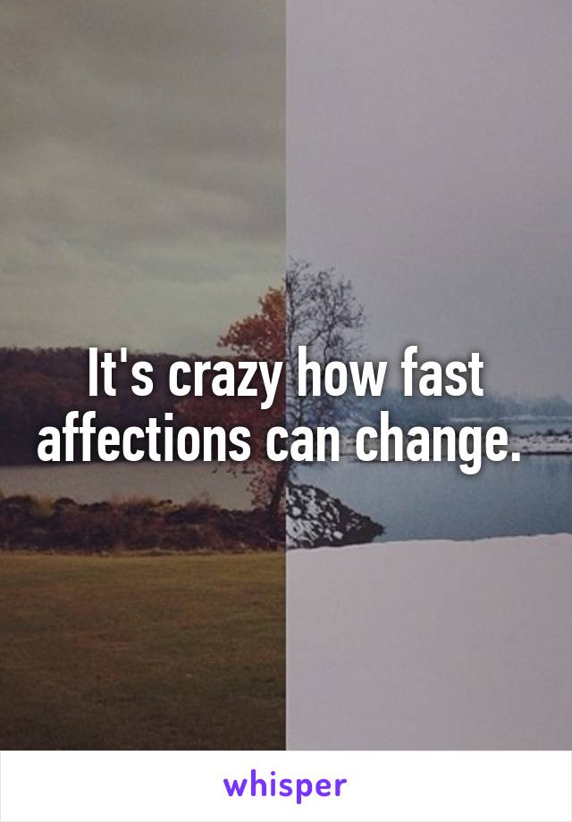 It's crazy how fast affections can change. 