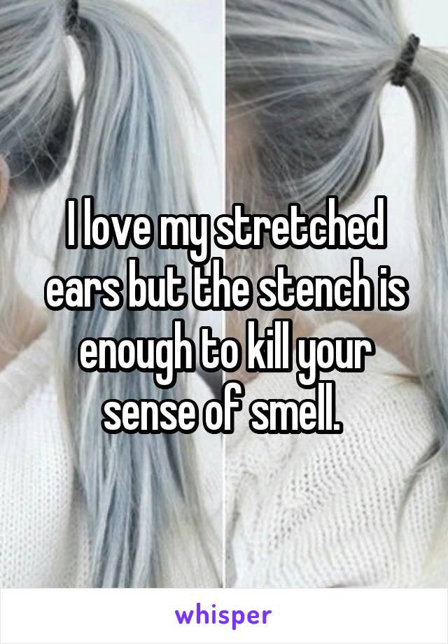 I love my stretched ears but the stench is enough to kill your sense of smell. 