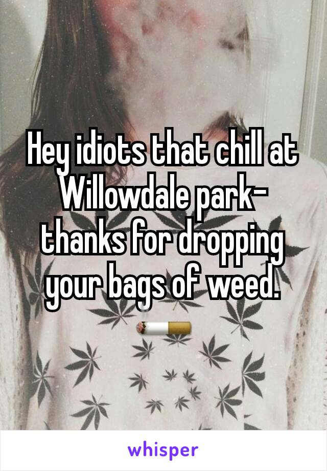 Hey idiots that chill at Willowdale park- thanks for dropping your bags of weed. 🚬