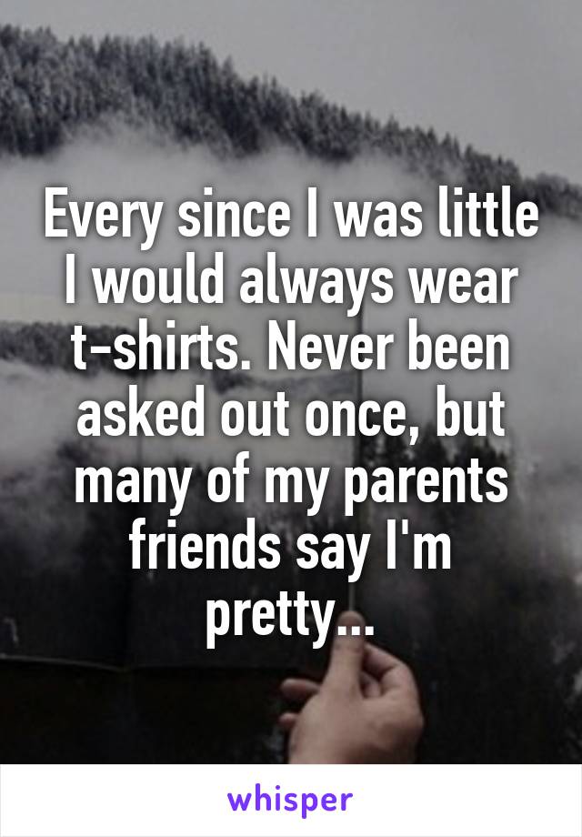 Every since I was little I would always wear t-shirts. Never been asked out once, but many of my parents friends say I'm pretty...