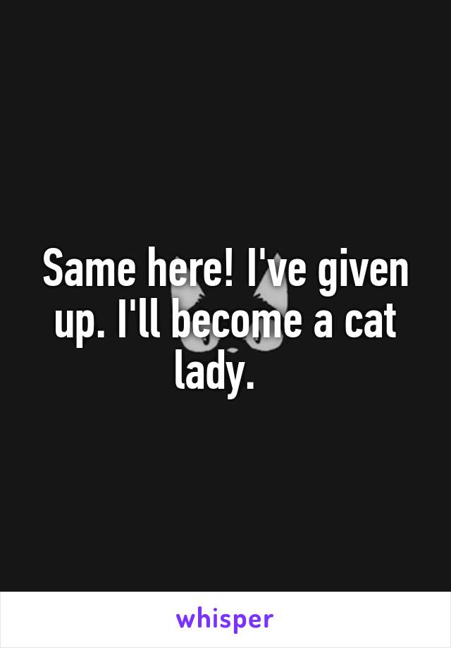 Same here! I've given up. I'll become a cat lady.  