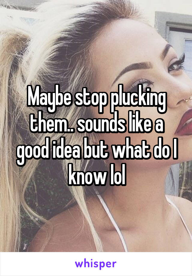 Maybe stop plucking them.. sounds like a good idea but what do I know lol