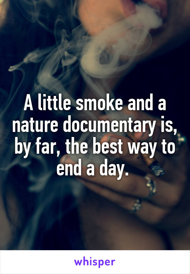 A little smoke and a nature documentary is, by far, the best way to end a day. 