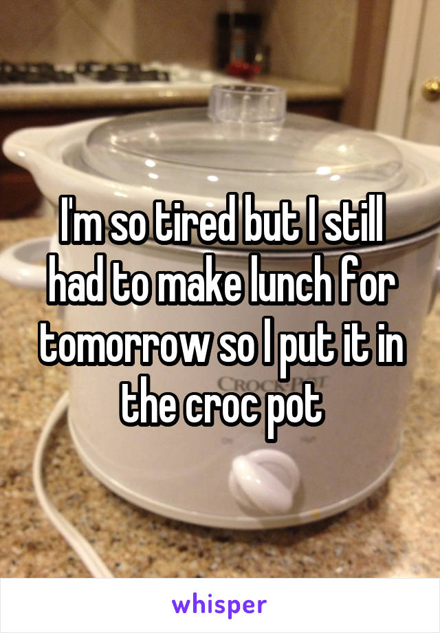 I'm so tired but I still had to make lunch for tomorrow so I put it in the croc pot