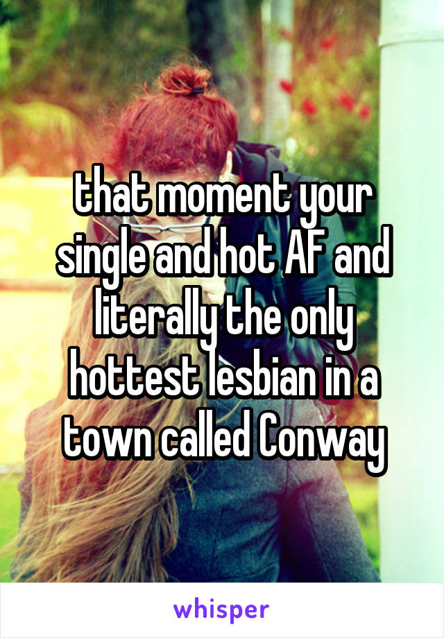 that moment your single and hot AF and literally the only hottest lesbian in a town called Conway